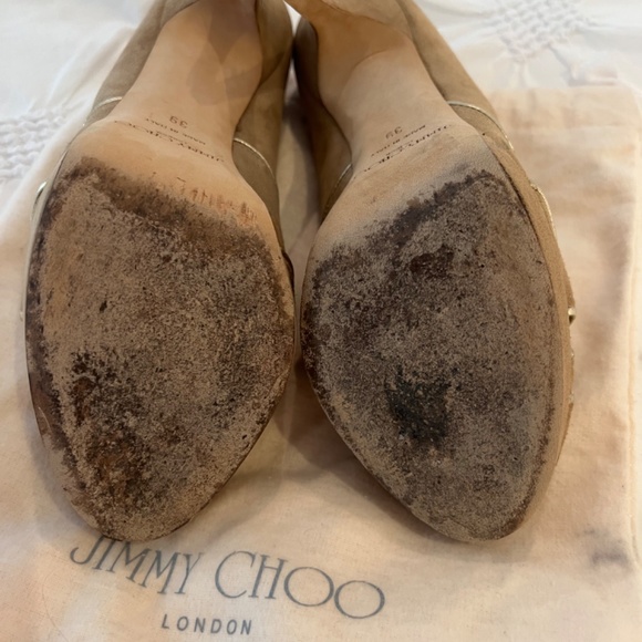 Jimmy Choo Size 39 Beige/Tan Suede Platform Peeptoe Pumps - Picture 5 of 6